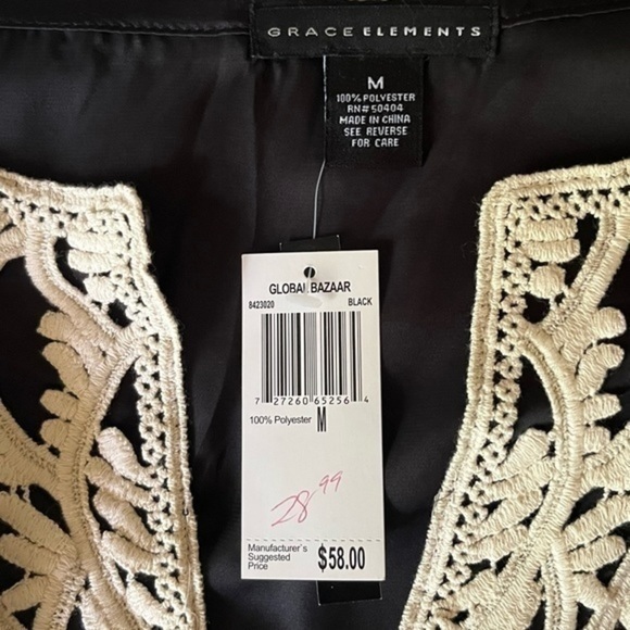 Grace Elements Women’s Black Embroidered Peplum Blouse - Picture 7 of 7